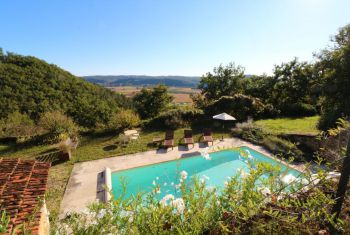 the terrace area overlooks the pool