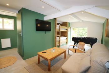 the fomer barn has been renovated in a modern dormitory sleeping up to 6 