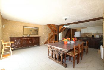 the open plan kitchen and dining room 