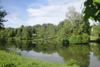 The lake in the village, complete with restaurant