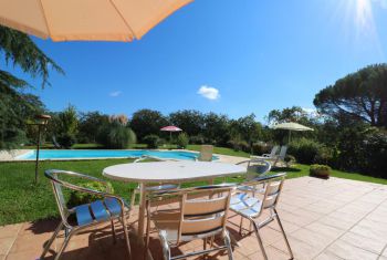 The terrace area close by the pool 