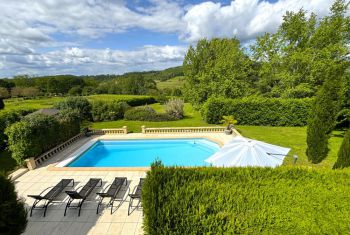 the pool and the breathtaking views from the master bedroom's terrace area