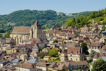 The picturesque village of St Cyprien whith shops and restaurants