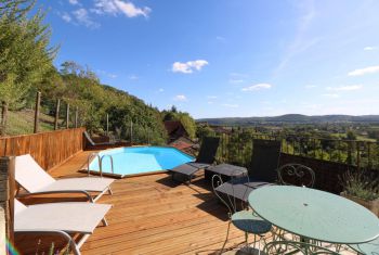 The pool overlooking the property